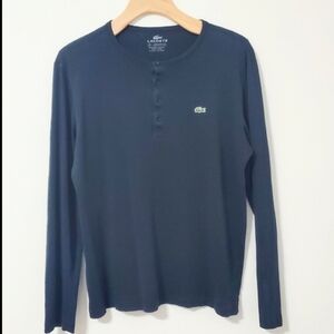 Lacoste Henley Top Black Mens Large